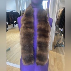 Natural brown fur scarf